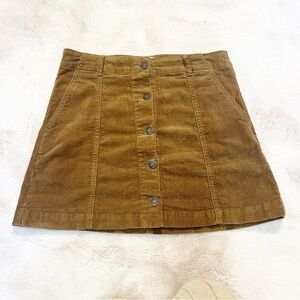 FOREVER 21 Brown Corduroy Mini Skirt with Front Buttons Size Medium